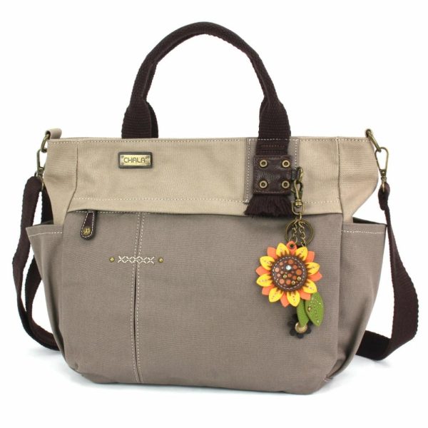 Totes & Satchels |  Multi Pocket Tote – Mini Keychain Sunflower Totes & Satchels Dark Gray