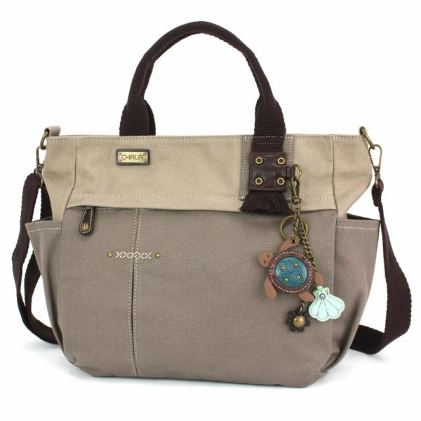 Totes & Satchels |  Multi Pocket Tote – Mini Keychain Turtle Dark Gray