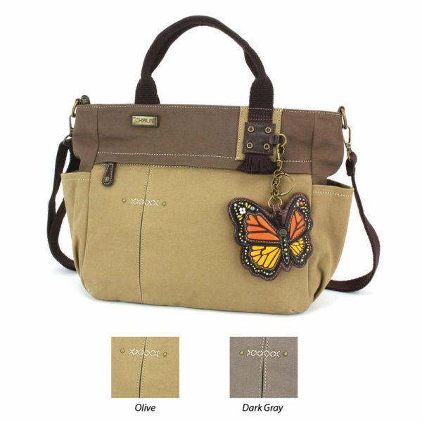 Totes & Satchels |  Multi Pocket Tote – Monarch Butterfly Totes & Satchels Dark Gray