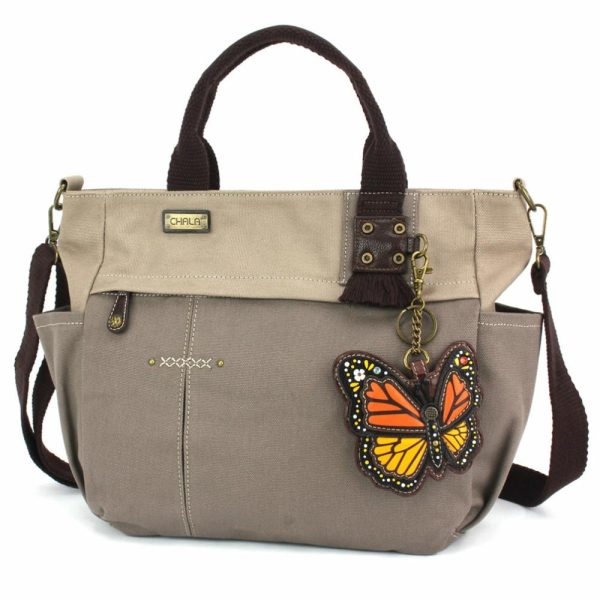 Totes & Satchels |  Multi Pocket Tote – Monarch Butterfly Totes & Satchels Dark Gray