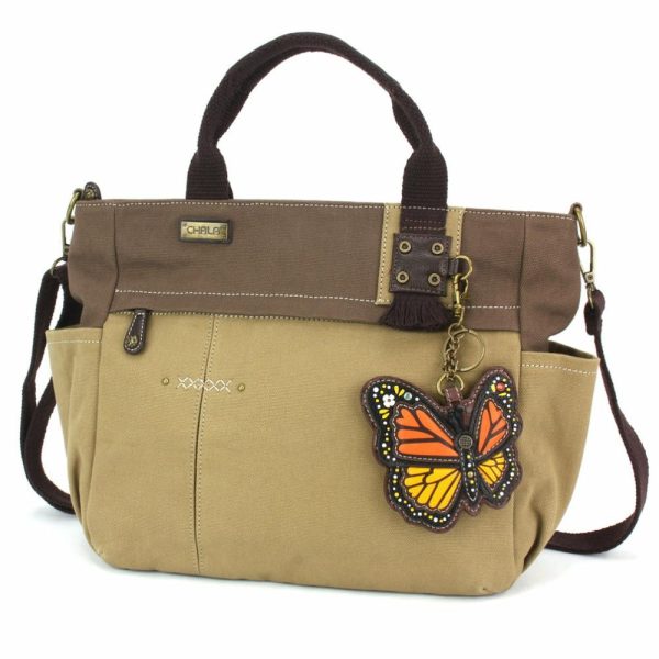 Totes & Satchels |  Multi Pocket Tote – Monarch Butterfly Totes & Satchels Dark Gray