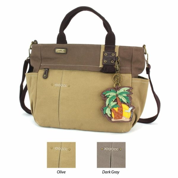 Totes & Satchels |  Multi Pocket Tote – Palm Tree Totes & Satchels Dark Gray