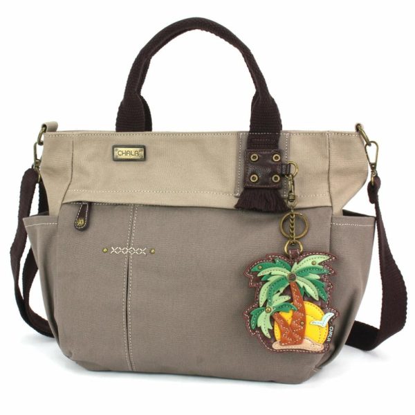 Totes & Satchels |  Multi Pocket Tote – Palm Tree Totes & Satchels Dark Gray