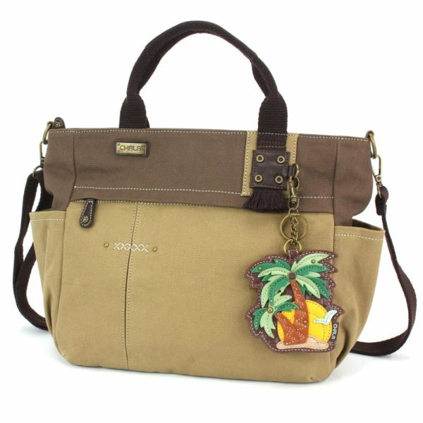 Totes & Satchels |  Multi Pocket Tote – Palm Tree Totes & Satchels Dark Gray