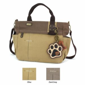 Totes & Satchels |  Multi Pocket Tote – Paw Print Ivory Totes & Satchels Dark Gray