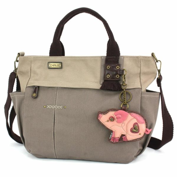 Totes & Satchels |  Multi Pocket Tote – Pig Totes & Satchels Dark Gray