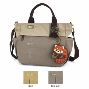 Totes & Satchels |  Multi Pocket Tote – Red Panda Totes & Satchels Dark Gray