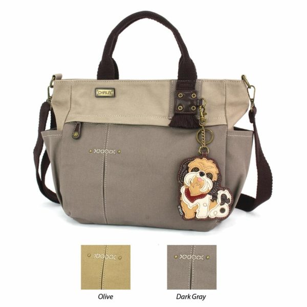 Totes & Satchels |  Multi Pocket Tote – Shih Tzu Brown Totes & Satchels Dark Gray