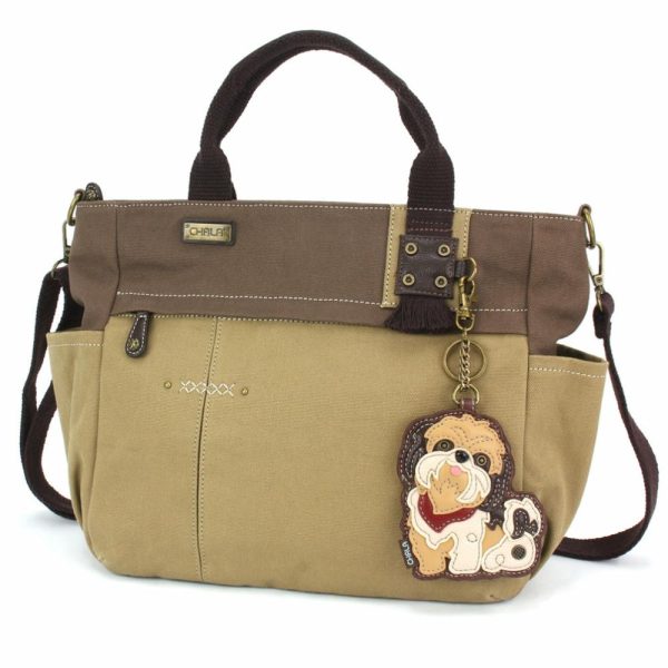 Totes & Satchels |  Multi Pocket Tote – Shih Tzu Brown Totes & Satchels Dark Gray