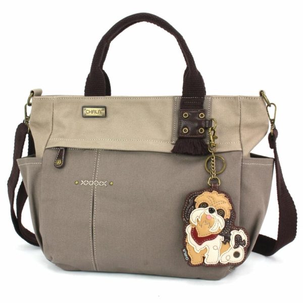 Totes & Satchels |  Multi Pocket Tote – Shih Tzu Brown Totes & Satchels Dark Gray