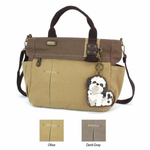 Totes & Satchels |  Multi Pocket Tote – Shih Tzu White Totes & Satchels Dark Gray