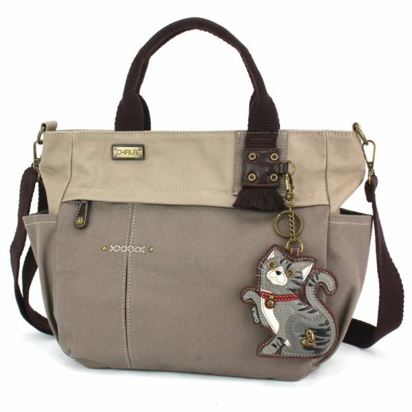 Totes & Satchels |  Multi Pocket Tote – Tabby Cat Gray Totes & Satchels Dark Gray