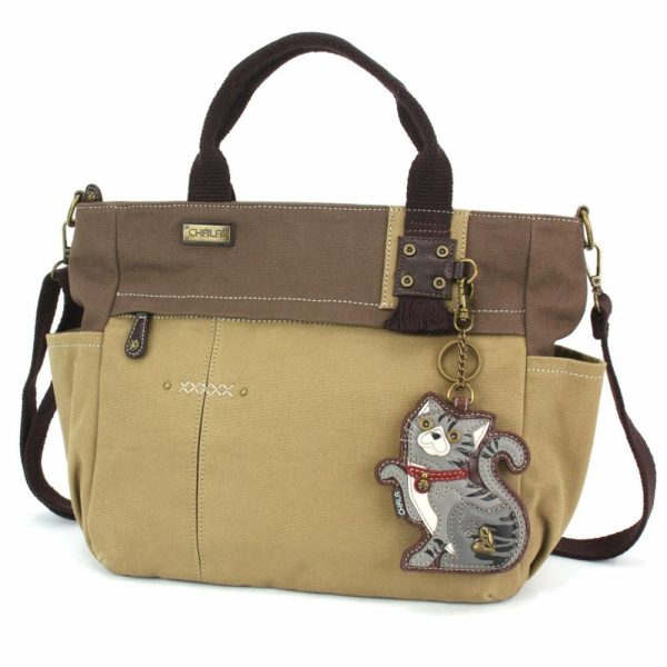 Totes & Satchels |  Multi Pocket Tote – Tabby Cat Gray Totes & Satchels Dark Gray