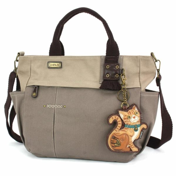 Totes & Satchels |  Multi Pocket Tote – Tabby Cat Orange Totes & Satchels Dark Gray