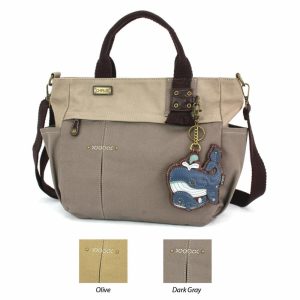 Totes & Satchels |  Multi Pocket Tote – Whale Family Totes & Satchels Dark Gray