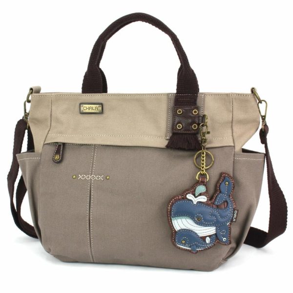 Totes & Satchels |  Multi Pocket Tote – Whale Family Totes & Satchels Dark Gray