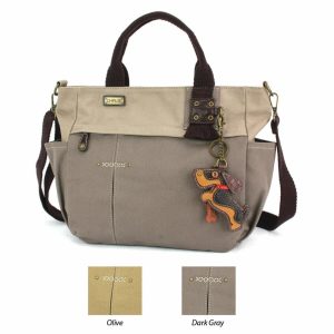 Totes & Satchels |  Multi Pocket Tote – Wiener Dog Totes & Satchels Dark Gray