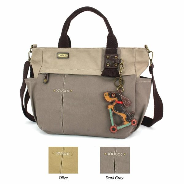 Totes & Satchels |  Multi Pocket Tote – Wiener Dog Scooter Totes & Satchels Dark Gray