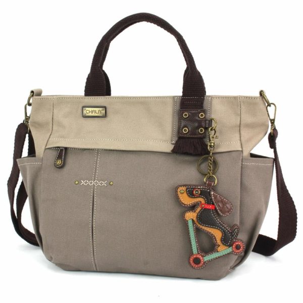 Totes & Satchels |  Multi Pocket Tote – Wiener Dog Scooter Totes & Satchels Dark Gray