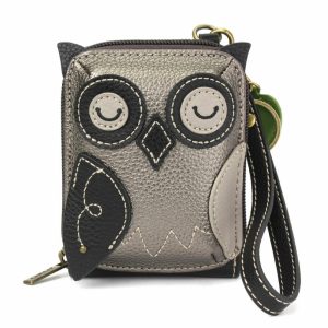 Wallets |  Cute-C – Credit Card Holder / Wallet Wristlet – Owl Wallets Pewter Approx