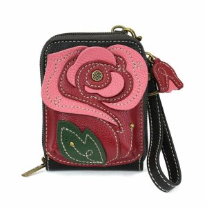 Wallets |  Cute-C – Credit Card Holder / Wallet Wristlet – Red Rose Wallets Black/Red Approx