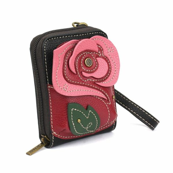 Wallets |  Cute-C – Credit Card Holder / Wallet Wristlet – Red Rose Wallets Black/Red Approx