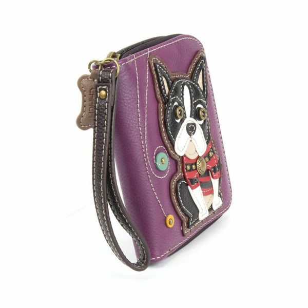 Wallets |  Zip Around Wallet – Boston Terrier Wallets Purple Approx