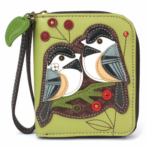 Wallets |  Zip Around Wallet – Chickadee Wallets Green Approx