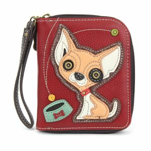 Wallets |  Zip Around Wallet – Chihuahua Wallets Burgundy Approx