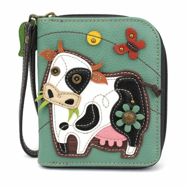 Wallets |  Zip Around Wallet – Cow Wallets Teal Approx