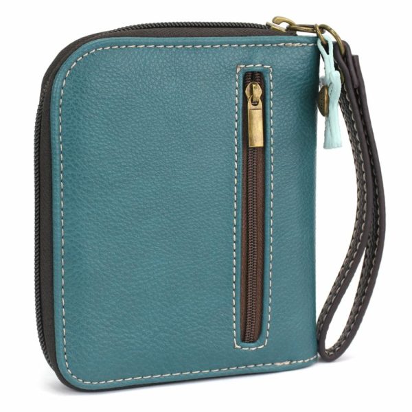 Wallets |  Zip Around Wallet – Dolphin Wallets Teal Stripe Approx