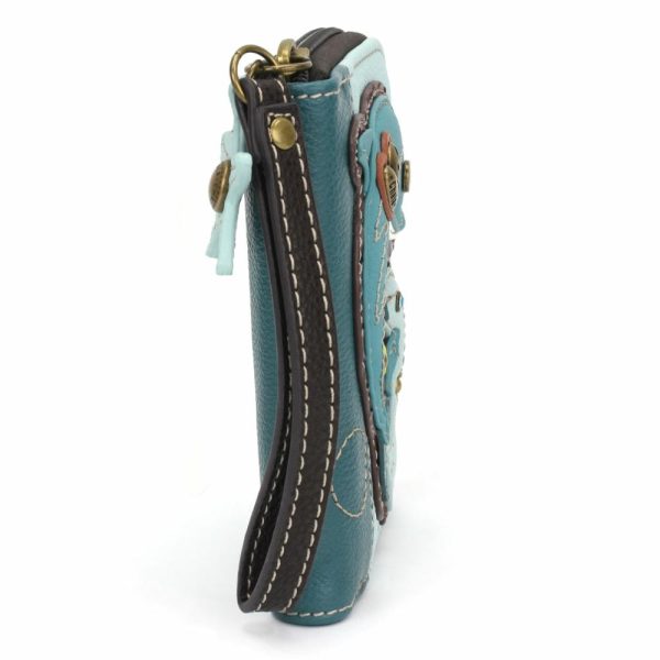 Wallets |  Zip Around Wallet – Dolphin Wallets Teal Stripe Approx