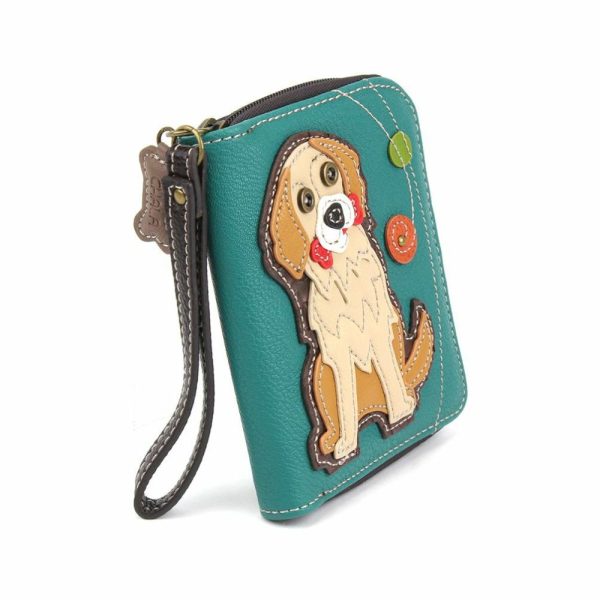 Wallets |  Zip Around Wallet – Golden Retriever Wallets Turquoise Approx