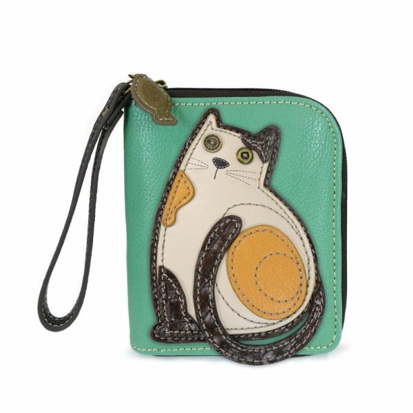 Wallets |  Zip Around Wallet – Lazzy Cat Wallets Teal Approx