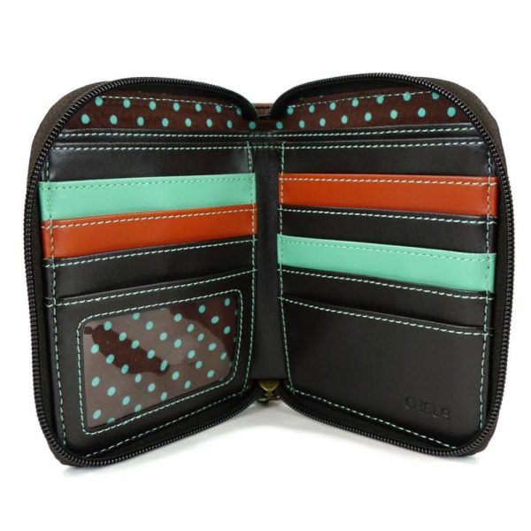 Wallets |  Zip Around Wallet – Lazzy Cat Wallets Teal Approx