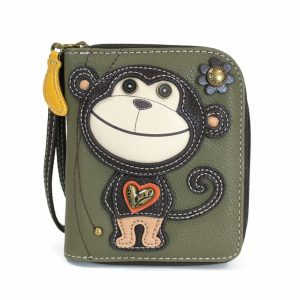 Wallets |  Zip Around Wallet – Monkey Wallets Olive Approx