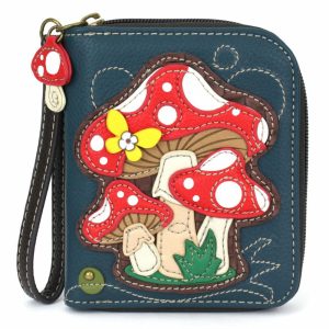 Wallets |  Zip Around Wallet – Mushrooms Wallets Blue Approx