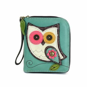 Wallets |  Zip Around Wallet – Owl Ii (Teal) Wallets Teal Approx