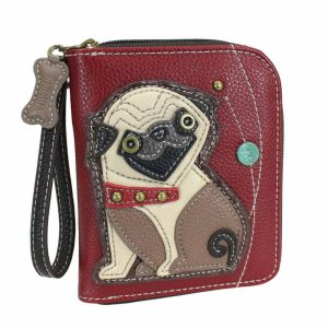 Wallets |  Zip Around Wallet – Pug Wallets Burgundy Approx