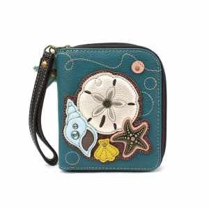 Wallets |  Zip Around Wallet – Sand Dollar Wallets Turquoise Approx