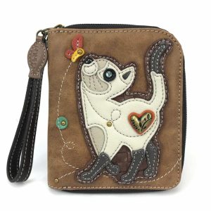 Wallets |  Zip Around Wallet – Slim Cat Wallets Brown Approx