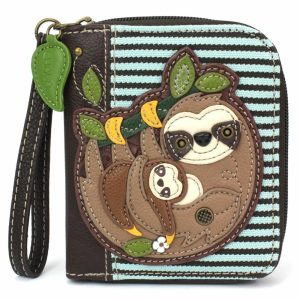 Wallets |  Zip Around Wallet – Sloth Family Wallets Blue Stripe Approx