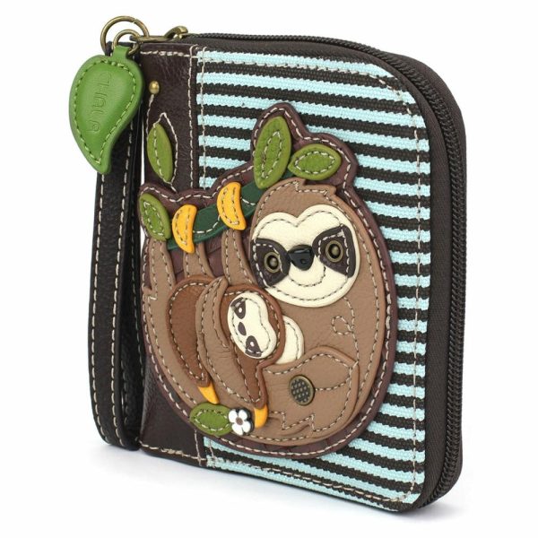 Wallets |  Zip Around Wallet – Sloth Family Wallets Blue Stripe Approx