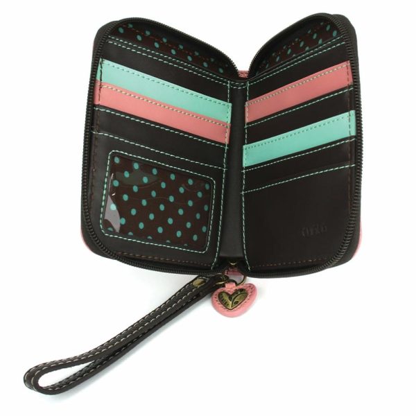 Wallets |  Zip Around Wallet – Spotted Black Pig Wallets Pink Approx