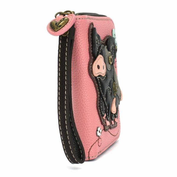 Wallets |  Zip Around Wallet – Spotted Black Pig Wallets Pink Approx