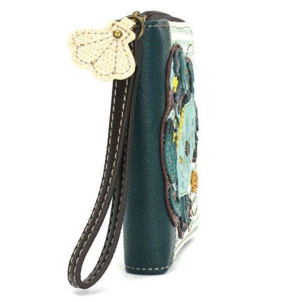 Wallets |  Zip Around Wallet – Teal Crab Wallets Teal Stripe Approx