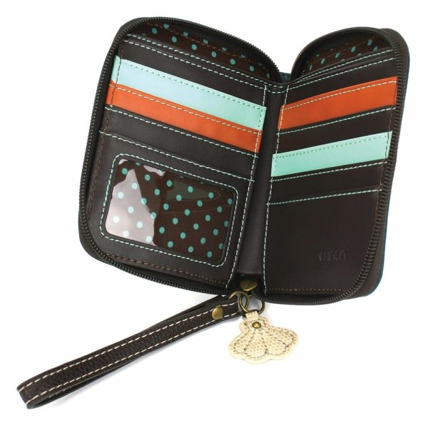 Wallets |  Zip Around Wallet – Teal Crab Wallets Teal Stripe Approx