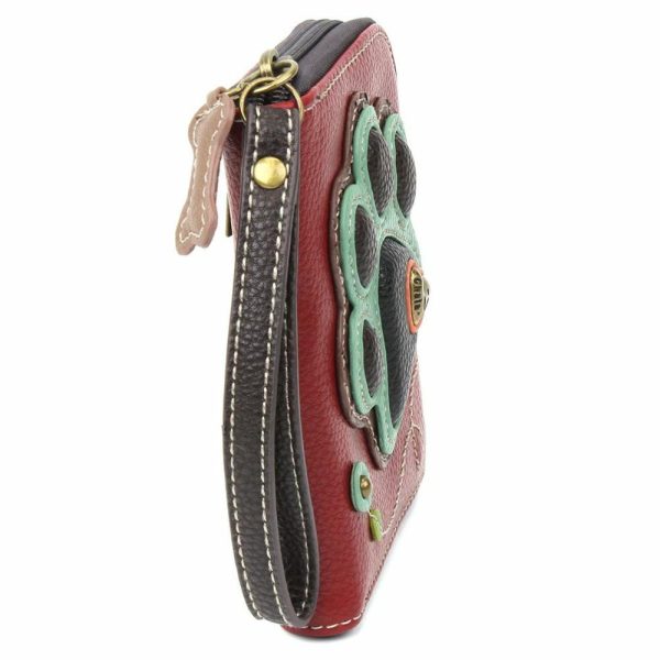 Wallets |  Zip Around Wallet – Teal Pawprint Wallets Burgundy Approx