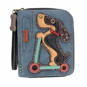 Wallets |  Zip Around Wallet – Wiener Dog Scooter Wallets Indigo Approx