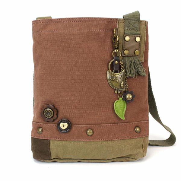 Crossbodies |  Patch Crossbody – Metal Charming Owl Crossbodies Brown